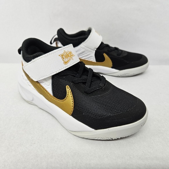 Nike Toddler Team Hustle D 10 Basketball Shoe CW6736-002 Black White Gold Sz 11C - Picture 2 of 10